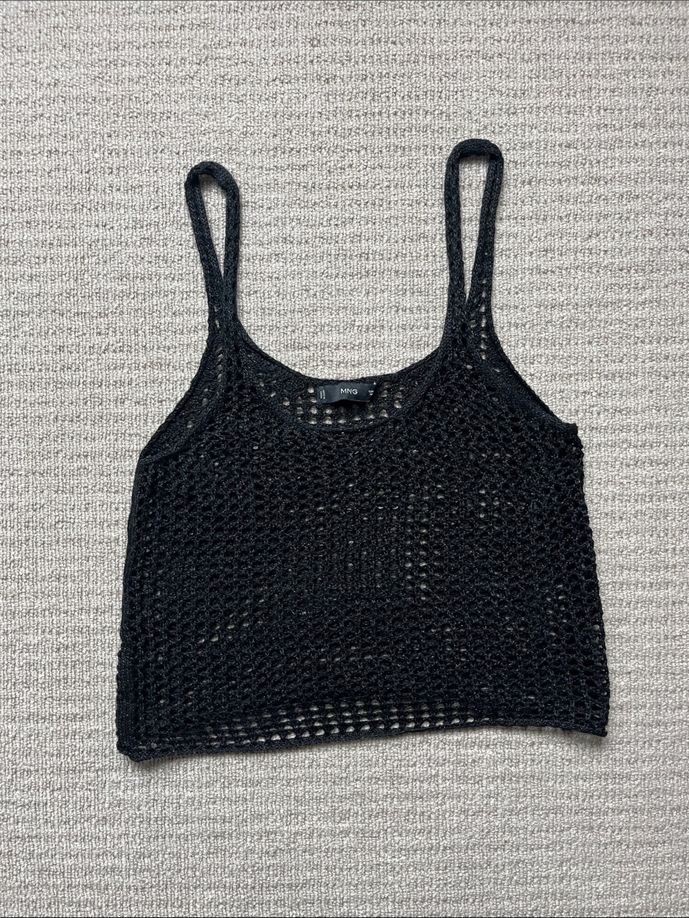 Black grunge crochet style knit tank top